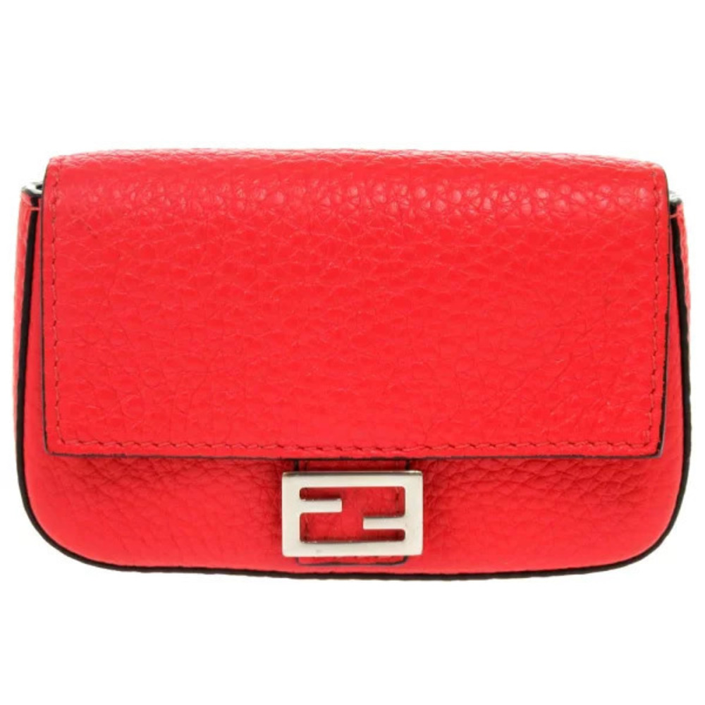 Fendi Bucket Leather Red coin case Wallet Card